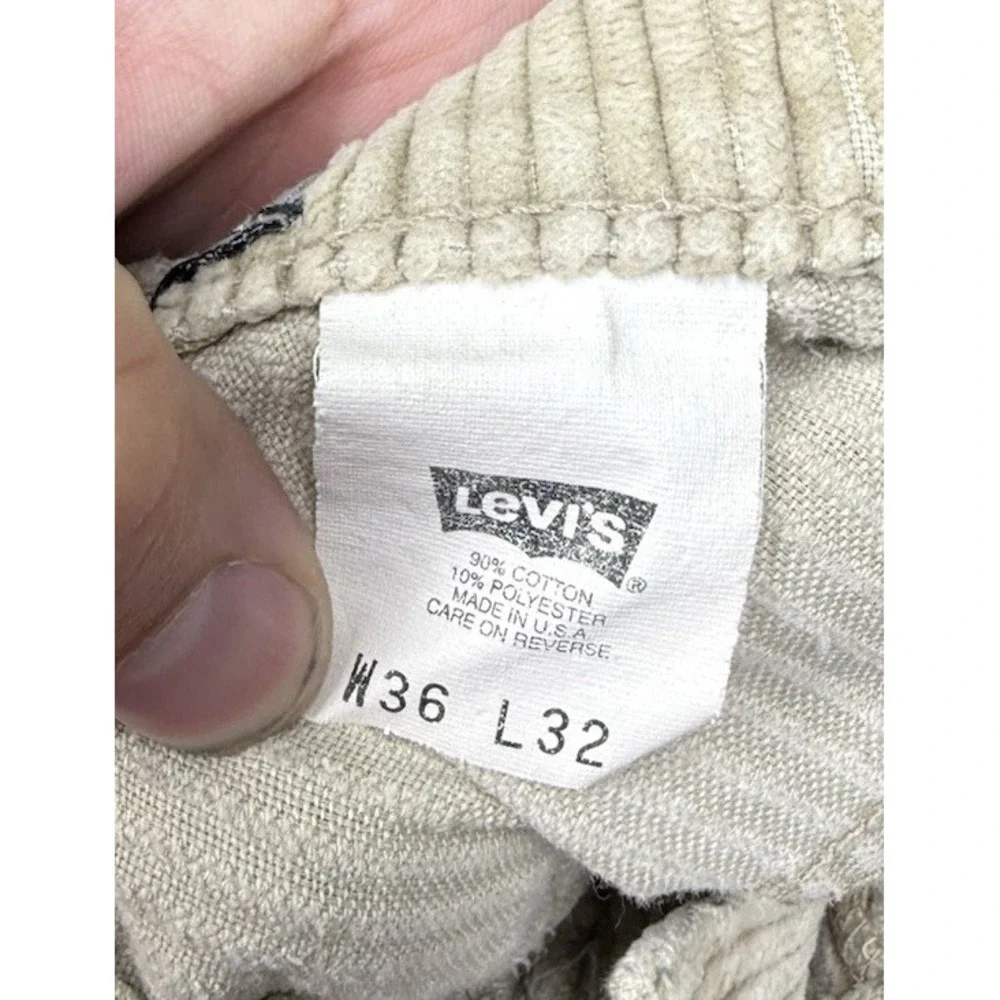 Vintage Levis SilverTab Baggy Corduroy Pants Mens 36x32 Cream White 90s Baggy